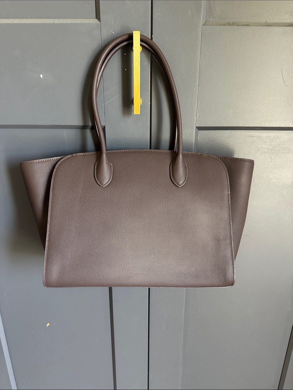 Classic Structured 14” Women's Leather Tote Bag - Brown